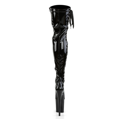 FLAMINGO-3050 8" Heel, 4" PF Stretch Thigh Boot W/Side Ribbon Lacing, Side