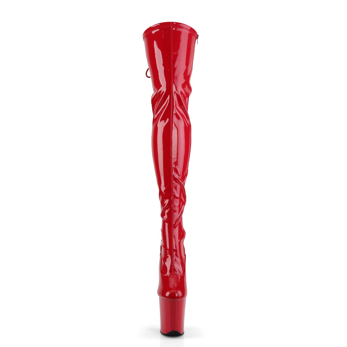 FLAMINGO-3063 8" Heel, 4" PF Lace-Up Back Stretch Thigh Boot, Side Zip