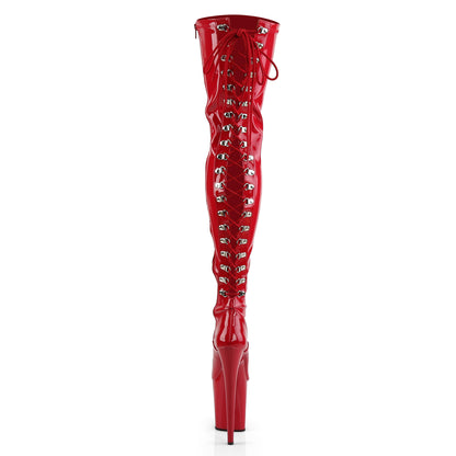 FLAMINGO-3063 8" Heel, 4" PF Lace-Up Back Stretch Thigh Boot, Side Zip