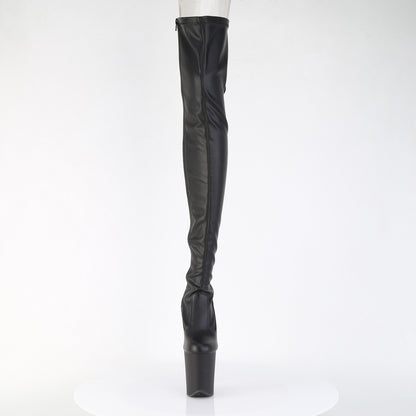 FLAMINGO-3850 *8" Heel, 4" PF Lace-Up Back Stretch Thigh Boot, Side Zip