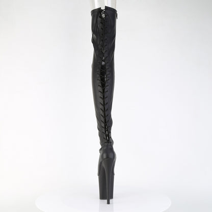 FLAMINGO-3850 *8" Heel, 4" PF Lace-Up Back Stretch Thigh Boot, Side Zip