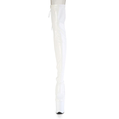 FLAMINGO-3850 *8" Heel, 4" PF Lace-Up Back Stretch Thigh Boot, Side Zip
