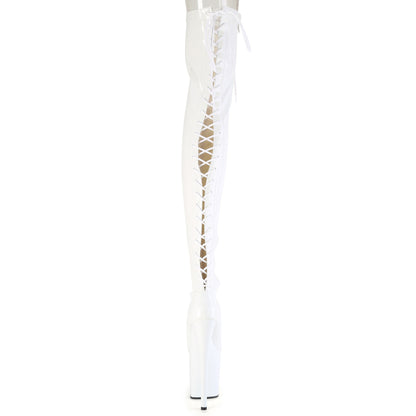 FLAMINGO-3850 *8" Heel, 4" PF Lace-Up Back Stretch Thigh Boot, Side Zip