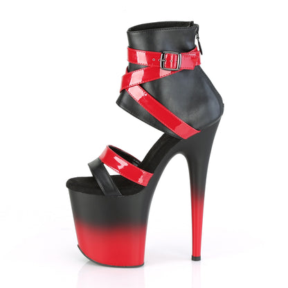 FLAMINGO-800-15 8" Heel, 4" PF Two Tone Bootie Sandal, Back Zip