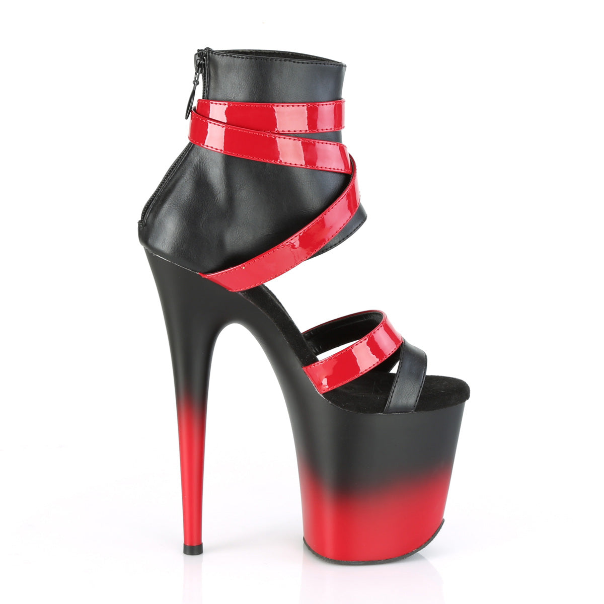 FLAMINGO-800-15 8" Heel, 4" PF Two Tone Bootie Sandal, Back Zip