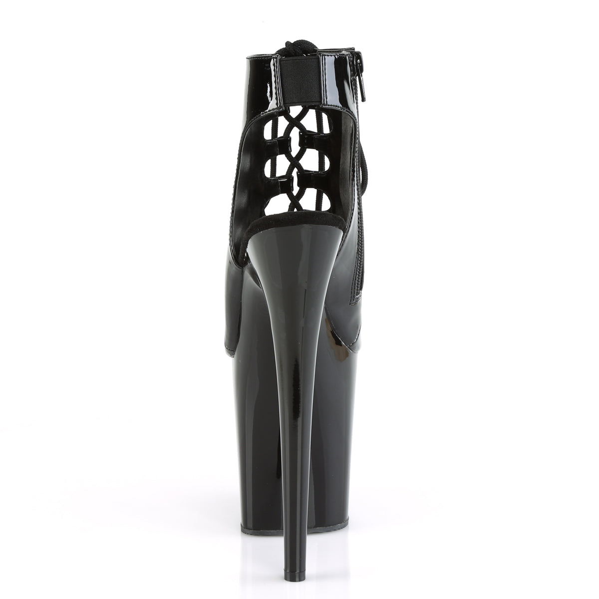 FLAMINGO-800-20 8" Heel, 4" PF Open Toe/Heel Front Lace Up Ankle Bootie