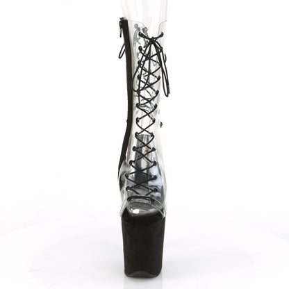 FLAMINGO-800-60FS *8" Heel, 4" PF Lace-Up Mid Calf Boot, Side Zip