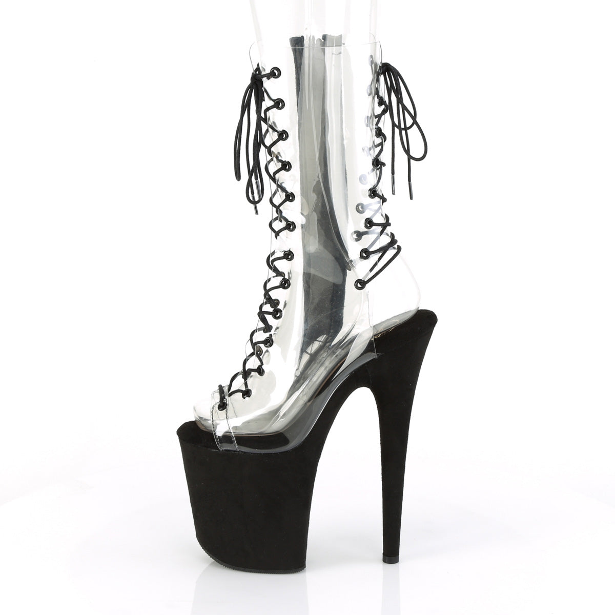 FLAMINGO-800-60FS *8" Heel, 4" PF Lace-Up Mid Calf Boot, Side Zip