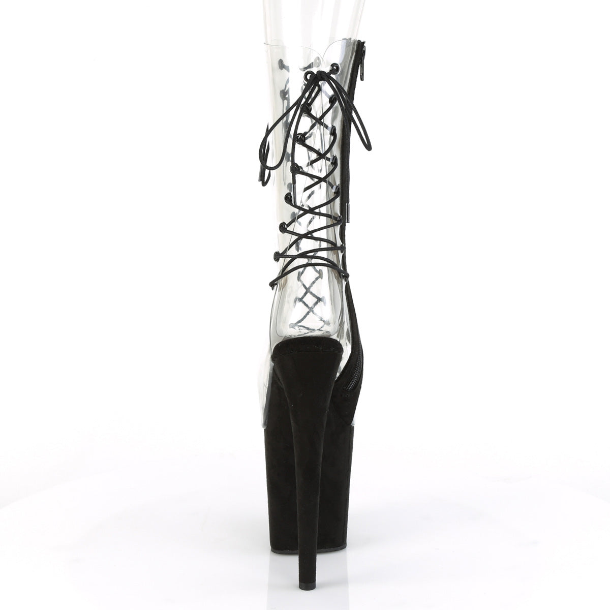 FLAMINGO-800-60FS *8" Heel, 4" PF Lace-Up Mid Calf Boot, Side Zip
