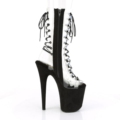 FLAMINGO-800-60FS *8" Heel, 4" PF Lace-Up Mid Calf Boot, Side Zip