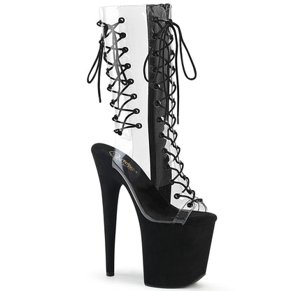 FLAMINGO-800-60FS *8" Heel, 4" PF Lace-Up Mid Calf Boot, Side Zip