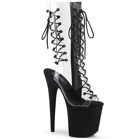 FLAMINGO-800-60FS *8" Heel, 4" PF Lace-Up Mid Calf Boot, Side Zip