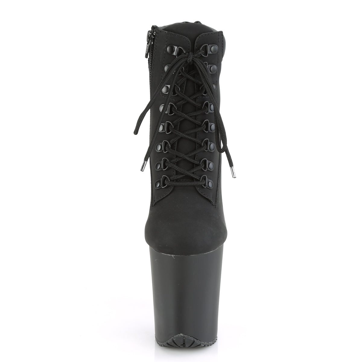 FLAMINGO-800TL-02 *8" Heel, 4" PF Lace-Up Front Bootie, Side Zip