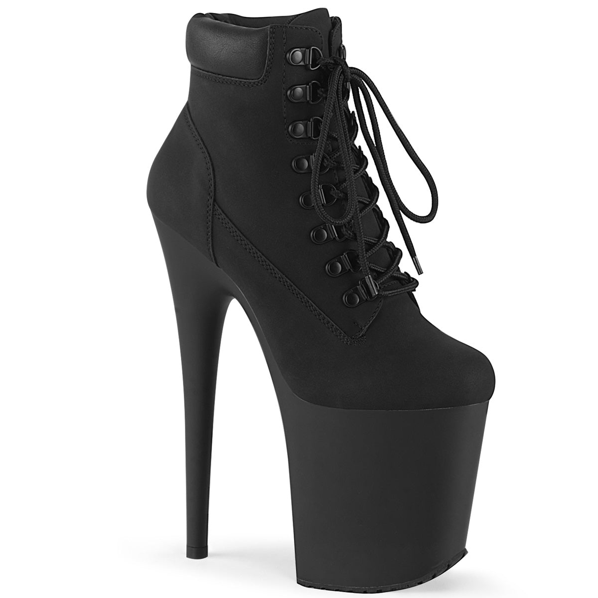 FLAMINGO-800TL-02 *8" Heel, 4" PF Lace-Up Front Bootie, Side Zip