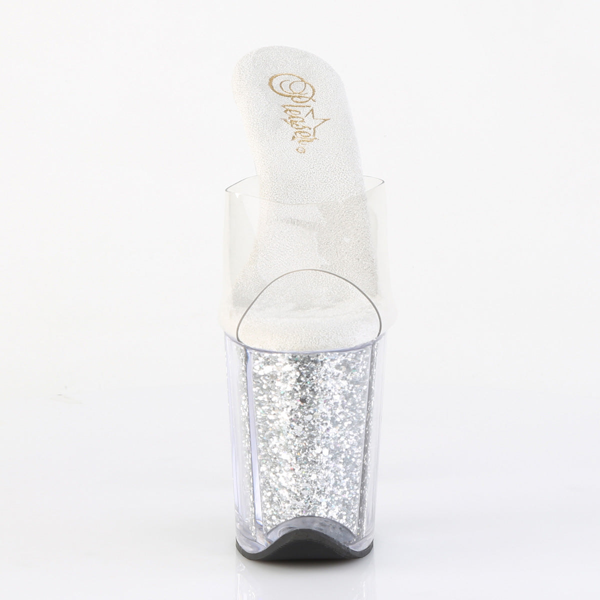 FLAMINGO-801G 8" Heel, 4" PF Slide w/Glitter-filled Bottom