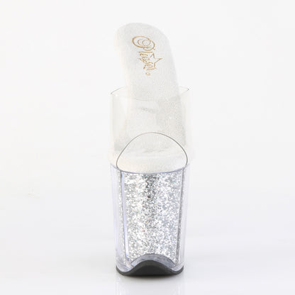 FLAMINGO-801G 8" Heel, 4" PF Slide w/Glitter-filled Bottom
