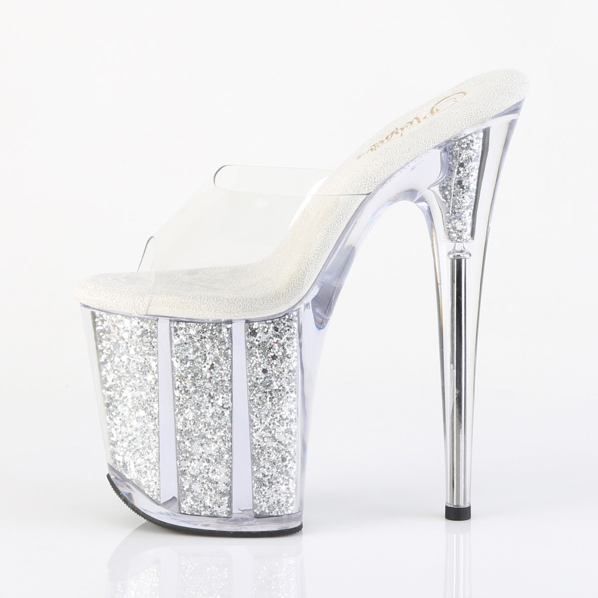 FLAMINGO-801G 8" Heel, 4" PF Slide w/Glitter-filled Bottom