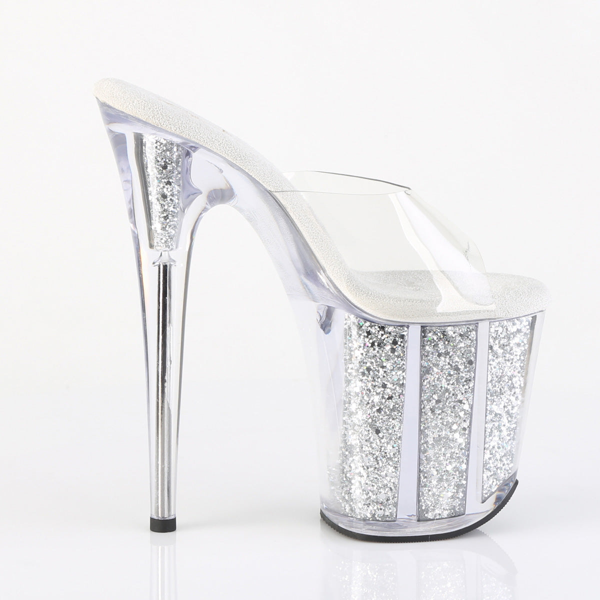 FLAMINGO-801G 8" Heel, 4" PF Slide w/Glitter-filled Bottom
