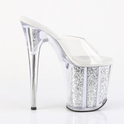 FLAMINGO-801G 8" Heel, 4" PF Slide w/Glitter-filled Bottom