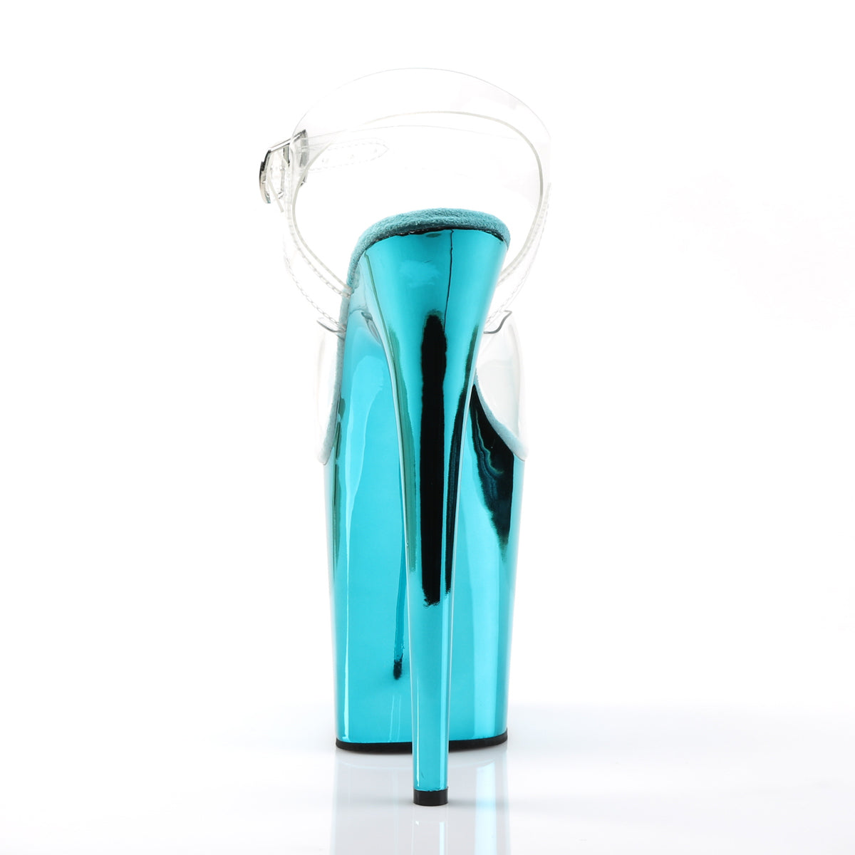 FLAMINGO-808 8" Heel, 4" PF Ankle Strap Sandal w/Chrome Plated Bottom