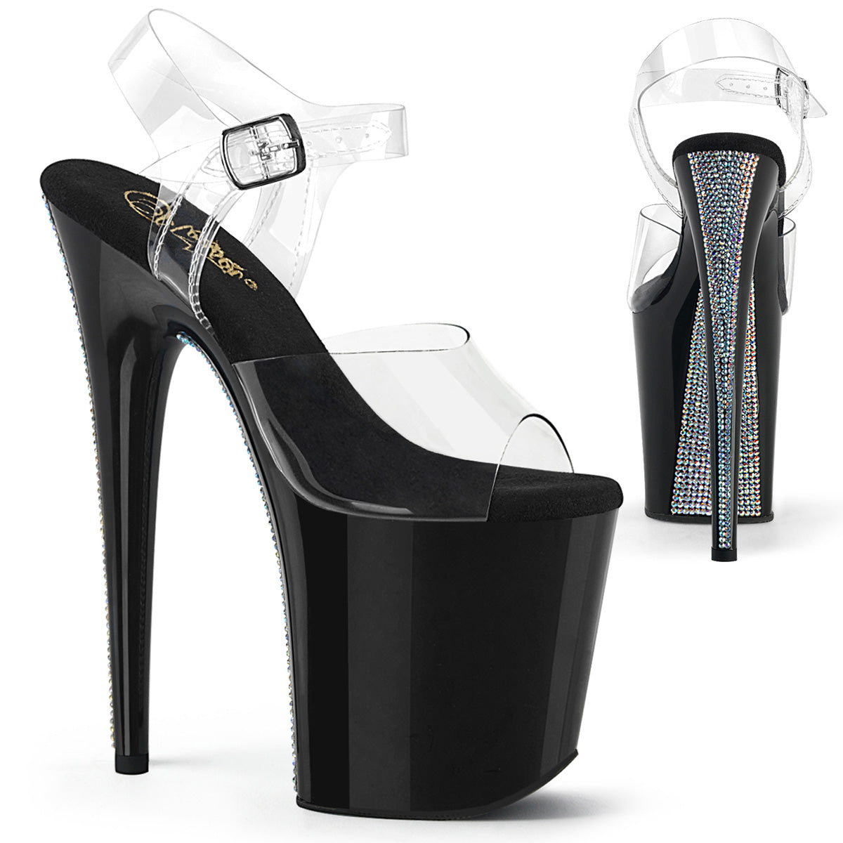 FLAMINGO-808CRS-2 8" Heel, 4" PF Ankle Strap Sandal
