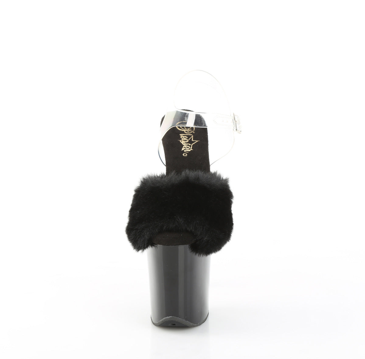 FLAMINGO-808FUR 8" Heel, 4" PF Ankle Strap Sandal w/ Fur Upper