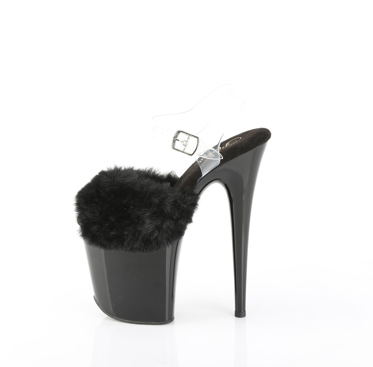 FLAMINGO-808FUR 8" Heel, 4" PF Ankle Strap Sandal w/ Fur Upper
