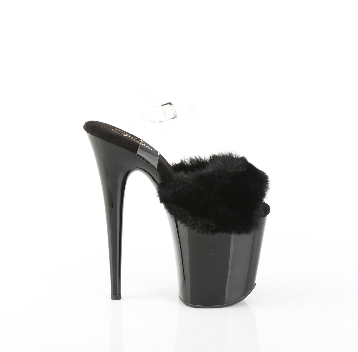 FLAMINGO-808FUR 8" Heel, 4" PF Ankle Strap Sandal w/ Fur Upper
