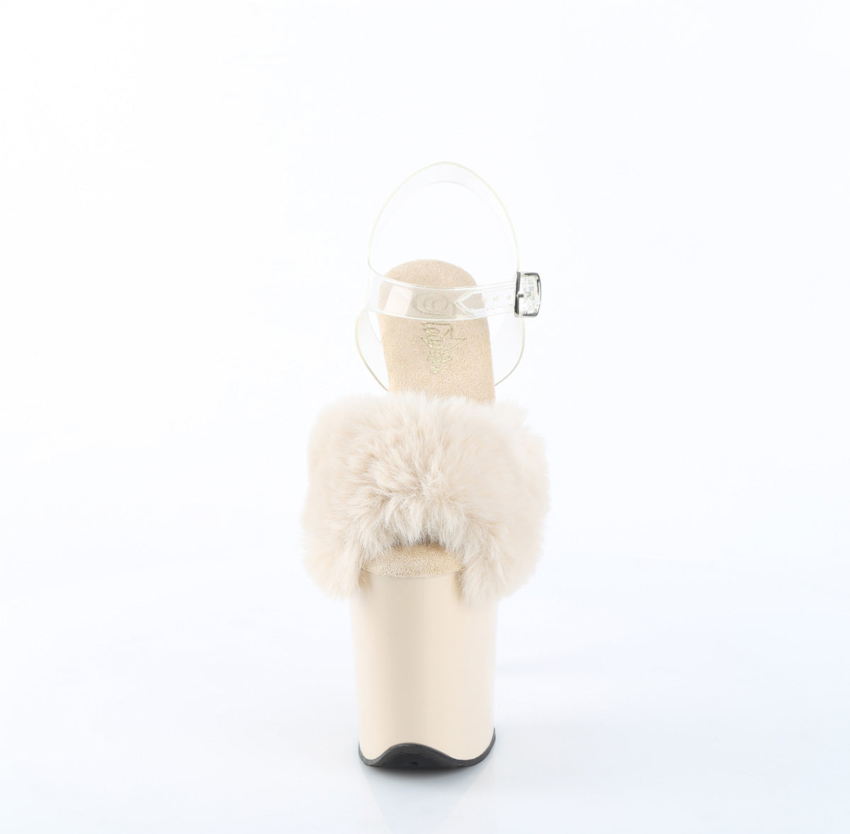 FLAMINGO-808FUR 8" Heel, 4" PF Ankle Strap Sandal w/ Fur Upper