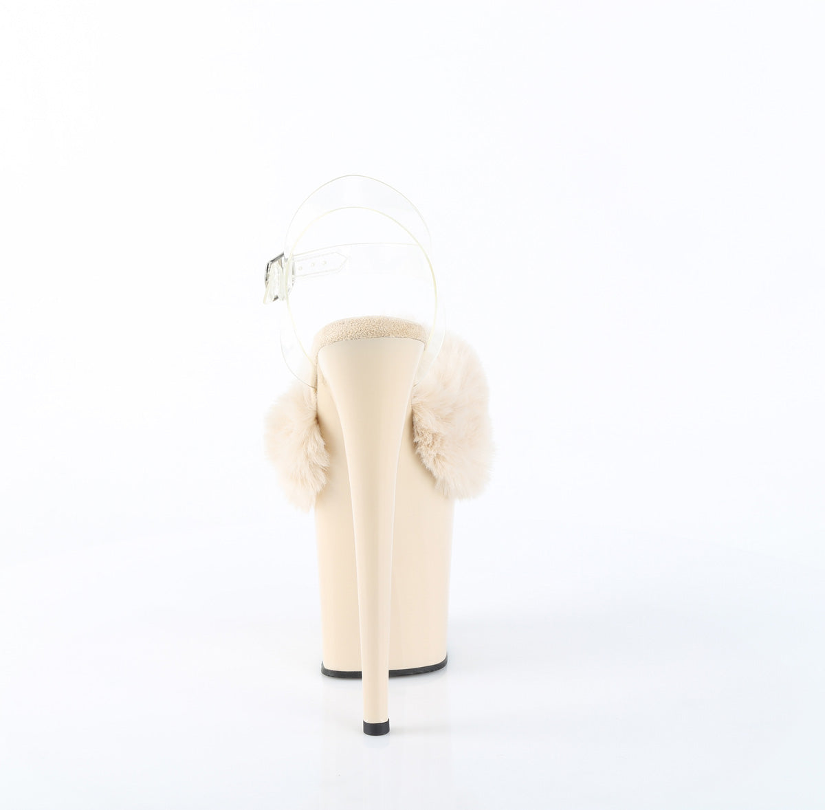 FLAMINGO-808FUR 8" Heel, 4" PF Ankle Strap Sandal w/ Fur Upper