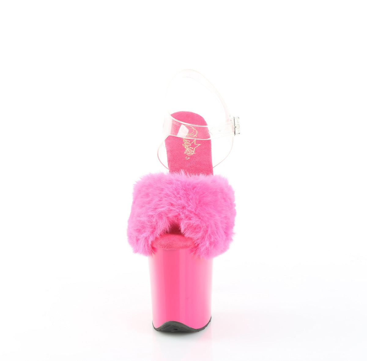 FLAMINGO-808FUR 8" Heel, 4" PF Ankle Strap Sandal w/ Fur Upper
