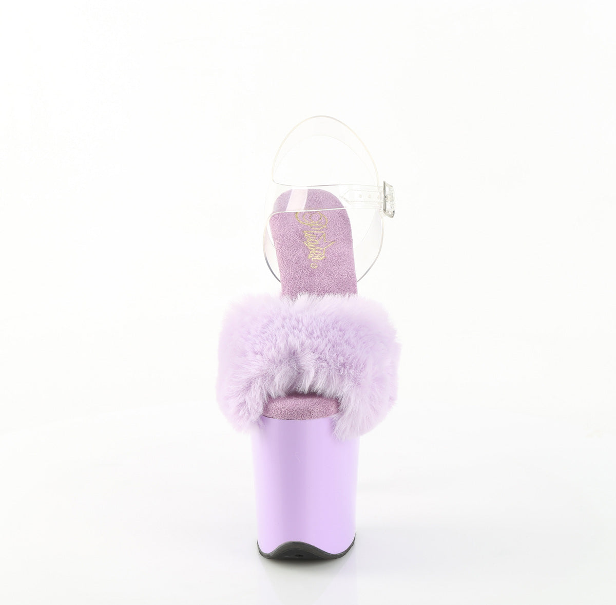 FLAMINGO-808FUR 8" Heel, 4" PF Ankle Strap Sandal w/ Fur Upper