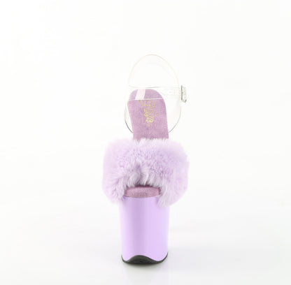FLAMINGO-808FUR 8" Heel, 4" PF Ankle Strap Sandal w/ Fur Upper