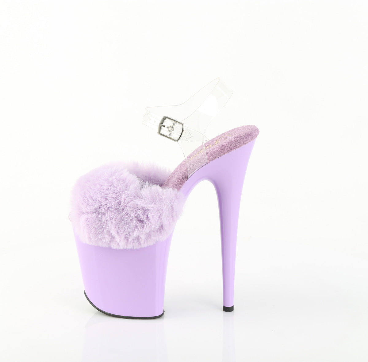 FLAMINGO-808FUR 8" Heel, 4" PF Ankle Strap Sandal w/ Fur Upper