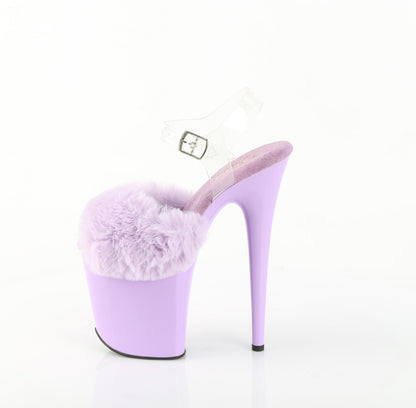 FLAMINGO-808FUR 8" Heel, 4" PF Ankle Strap Sandal w/ Fur Upper