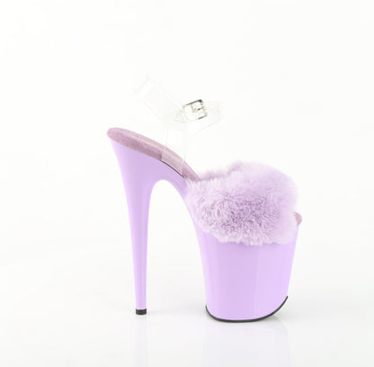 FLAMINGO-808FUR 8" Heel, 4" PF Ankle Strap Sandal w/ Fur Upper