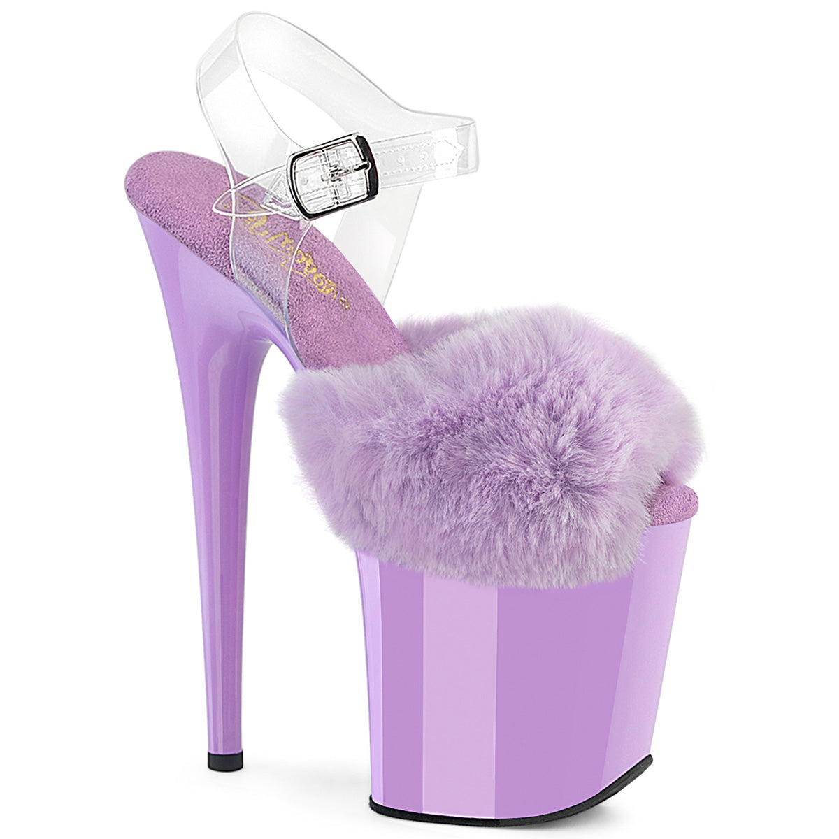 FLAMINGO-808FUR 8" Heel, 4" PF Ankle Strap Sandal w/ Fur Upper