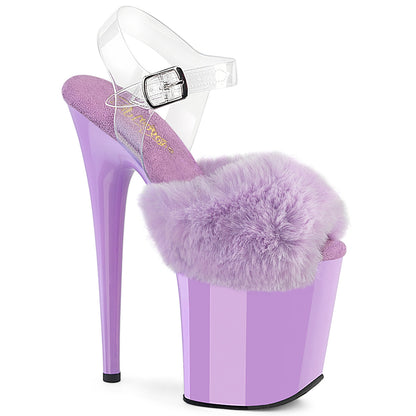 FLAMINGO-808FUR 8" Heel, 4" PF Ankle Strap Sandal w/ Fur Upper