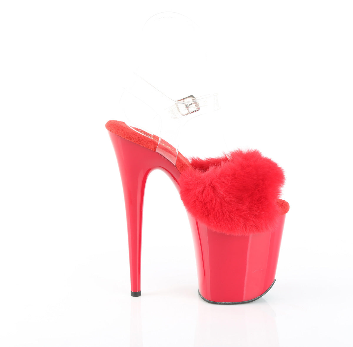 FLAMINGO-808FUR 8" Heel, 4" PF Ankle Strap Sandal w/ Fur Upper