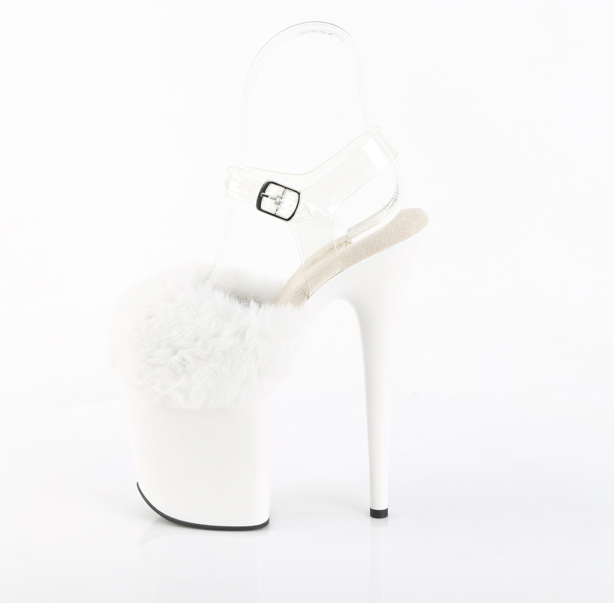 FLAMINGO-808FUR 8" Heel, 4" PF Ankle Strap Sandal w/ Fur Upper