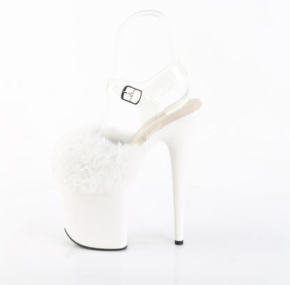 FLAMINGO-808FUR 8" Heel, 4" PF Ankle Strap Sandal w/ Fur Upper