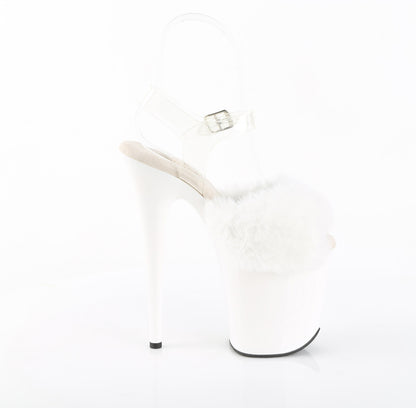 FLAMINGO-808FUR 8" Heel, 4" PF Ankle Strap Sandal w/ Fur Upper
