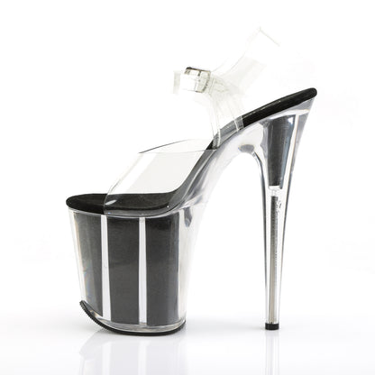 FLAMINGO-808G 8" Heel, 4" PF Ankle Strap Sandal w/ Glitter Inserts