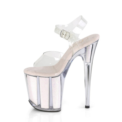 FLAMINGO-808G 8" Heel, 4" PF Ankle Strap Sandal w/ Glitter Inserts
