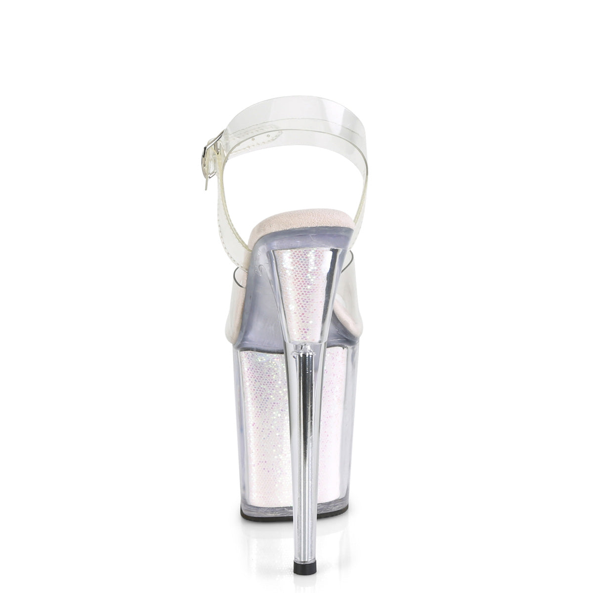 FLAMINGO-808G 8" Heel, 4" PF Ankle Strap Sandal w/Glitter Insert