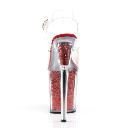 FLAMINGO-808G 8" Heel, 4" PF Ankle Strap Sandal w/Glitter Insert