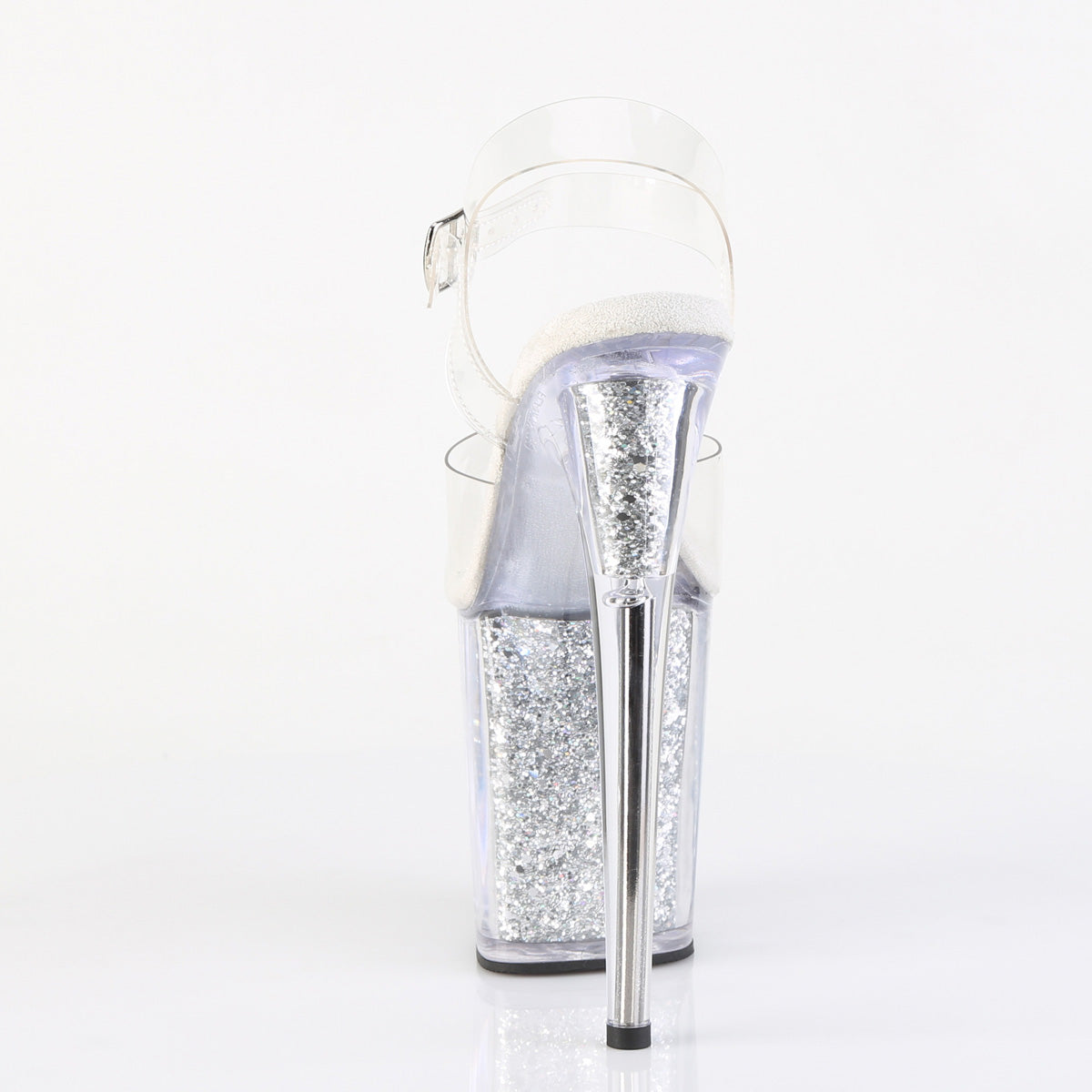 FLAMINGO-808G 8" Heel, 4" PF Ankle Strap Sandal w/ Glitter Inserts