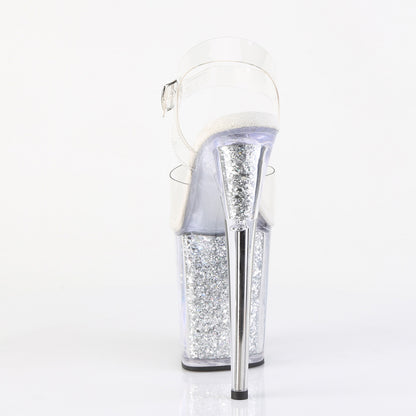 FLAMINGO-808G 8" Heel, 4" PF Ankle Strap Sandal w/ Glitter Inserts