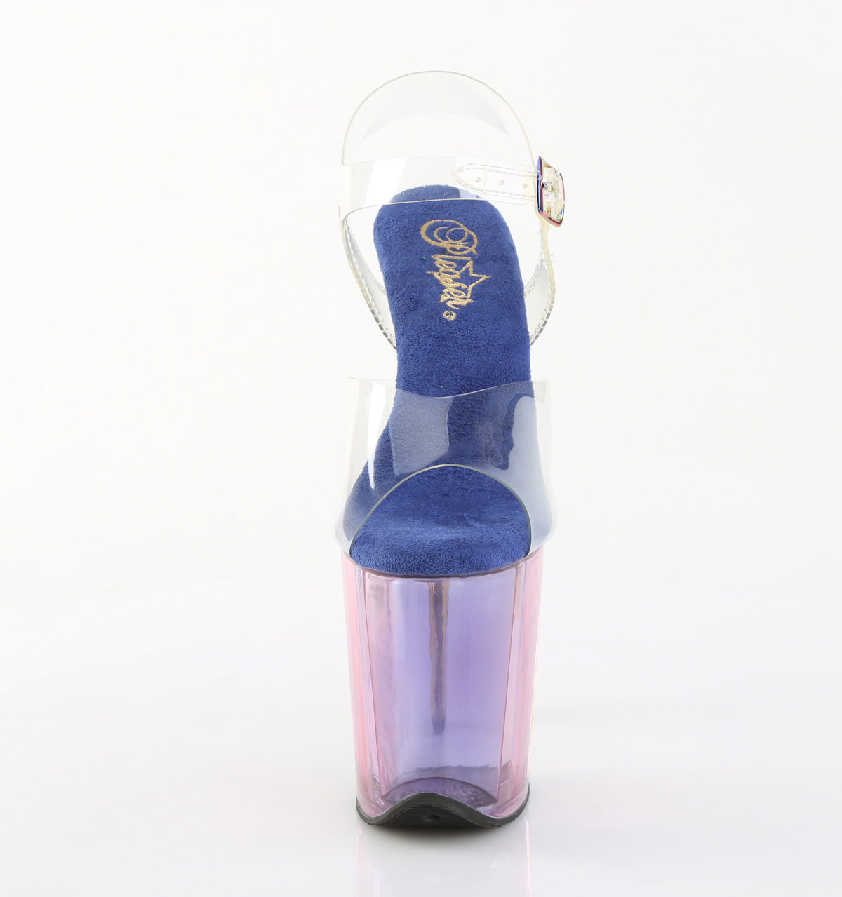 FLAMINGO-808HT 8" Heel, 4" Tinted PF Ankle Strap Sandal
