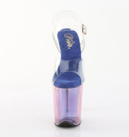 FLAMINGO-808HT 8" Heel, 4" Tinted PF Ankle Strap Sandal